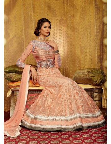 Peach Lace Anarkali